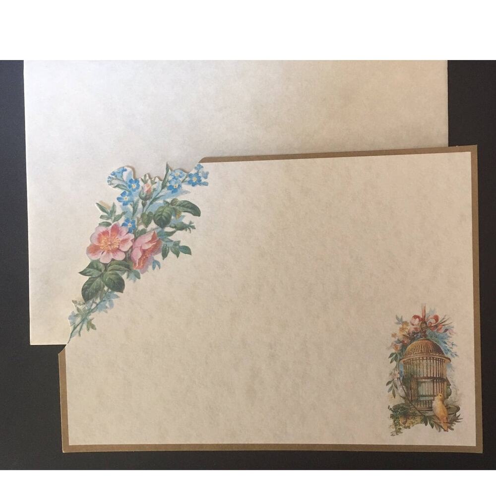Pillar Box Note Cards and Envelopes 8 of each per box floral birdcage vintage